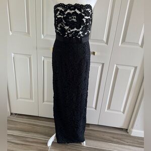 Aidan Mattox Brocade Lace Strapless Gown